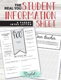 THE REAL YOU • Student Information Sheet & Parent Intro Letter