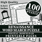 THE RENAISSANCE Word Search Puzzle Worksheet Activity (4th