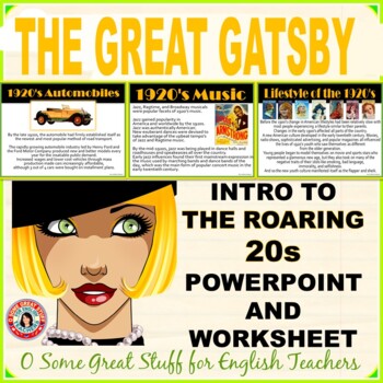 Preview of Roaring 20s Introduction Presentation with Student Worksheet - Great Gatsby