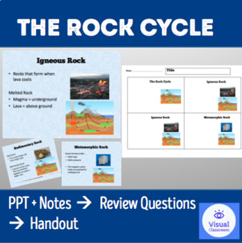 Preview of THE ROCK CYCLE – PowerPoint + Review Questions + Handout