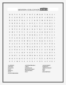 Preview of THE ROOTS OF WESTERN CIVILIZATION WORD SEARCH
