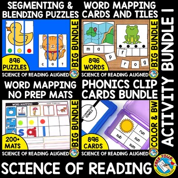 Preview of THE SCIENCE OF READING CENTERS PHONICS TASK SMALL GROUPS ACTIVITY CARDS BUNDLE 1