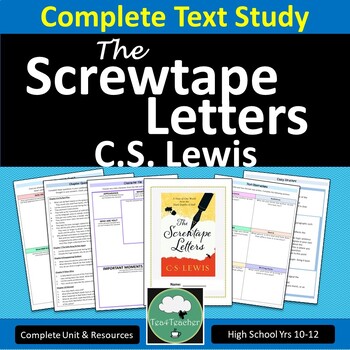 Preview of THE SCREWTAPE LETTERS Novel Study Unit C S Lewis