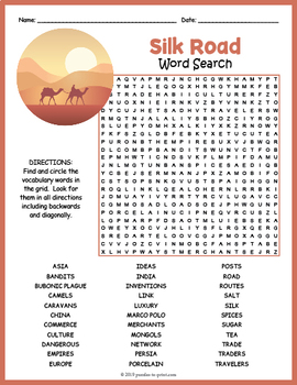 Preview of THE SILK ROAD Word Search Puzzle Worksheet Activity - 4th, 5th, 6th, 7th Grade
