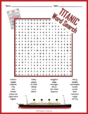 THE SINKING OF THE TITANIC Word Search Puzzle Worksheet Activity