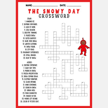 THE SNOWY DAY by Ezra Jack Keats crossword puzzle worksheet activity