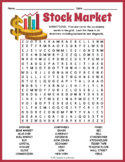 THE STOCK MARKET Word Search Puzzle Worksheet Activity