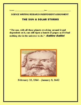 Preview of THE SUN & SOLAR STORMS: AN INDEPENDENT GRADED RESEARCH ASSIGNMENT GRS.5-12, MG