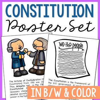 Preview of THE U.S. CONSTITUTION Posters | Social Studies Bulletin Board | Notes Activity