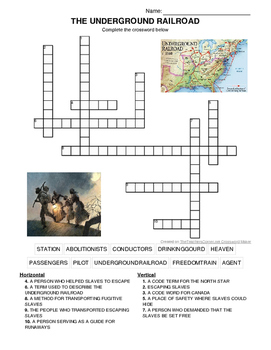 Preview of UNDERGROUND RAILROAD CROSSWORD- MARTIN LUTHER KING DAY AND BLACK HISTORY MONTH!