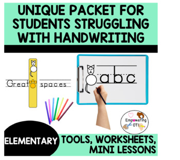 Preview of Handwriting Workbook focusing on letter size with printables and paper