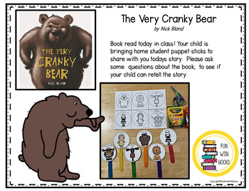 Preview of THE VERY CRANKY BEAR FREE PUPPET STICKS