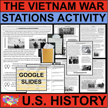 Preview of THE VIETNAM WAR Divides America U.S. History STATIONS (PDF & GOOGLE) Protests