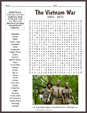 THE VIETNAM WAR Word Search Puzzle Worksheet Activity