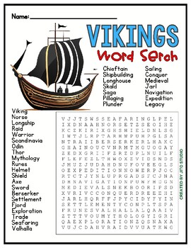 Preview of THE VIKINGS Word Search Puzzle Worksheet Activity
