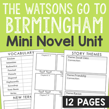 Preview of THE WATSONS GO TO BIRMINGHAM Mini Novel Unit Study | Book Report Activity