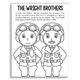 THE WRIGHT BROTHERS Inventor Coloring Page Poster Craft | 