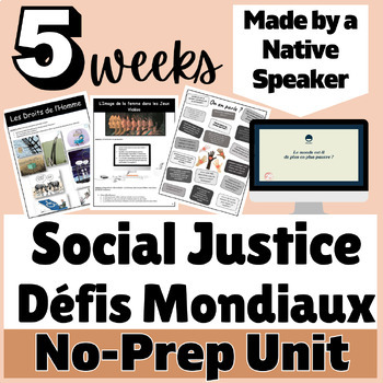 Preview of FRENCH Unit on Global Challenges Défis Mondiaux Social Justice & Discrimination