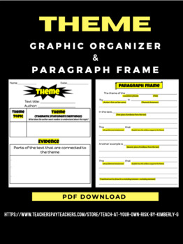 Preview of THEME Graphic Organizer & Paragraph Frame! (PDF Version)