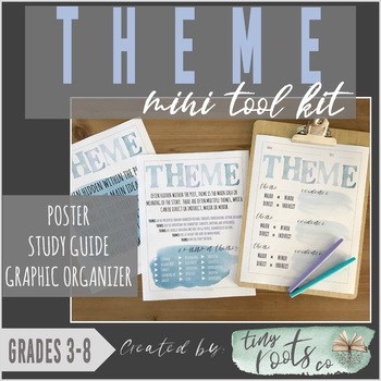 Preview of THEME MINI TOOL KIT | Grades 3-8 | Study Guide, Poster, Graphic Organizer