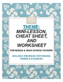 THEME: Mini-lesson, cheat sheet, and worksheet (funny, kid