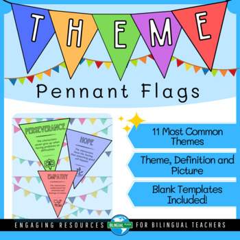 Preview of THEME PENNANT FLAGS Decoration for Reading Corner or Class!