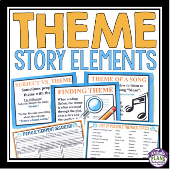 Preview of Theme Lesson - Presentation and Story Elements Graphic Organizer Assignment