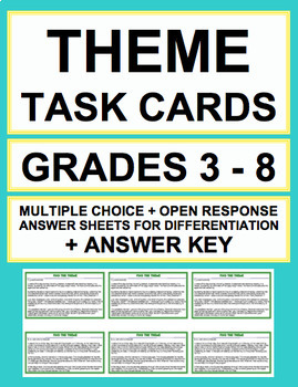 Preview of THEME TASK CARDS: 15 ACTIVITIES: GRADES 3 - 6