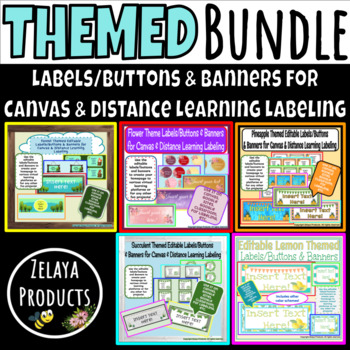 Preview of THEMED Bundle- Labels, Buttons, & Banners for Canvas, Schoology, etc. 