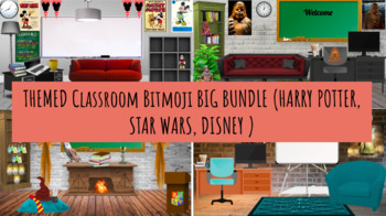 Preview of THEMED Bitmoji Virtual Classroom BIG BUNDLE (HARRY POTTER, STAR WARS, DISNEY )