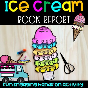Preview of THEMED Ice Cream Summer Writing Book Report - PLUS CRAFT