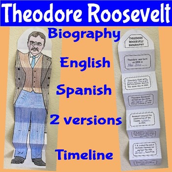 Preview of THEODORE ROOSEVELT - BIOGRAPHY FOLDABLE - TIMELINE - English and Spanish