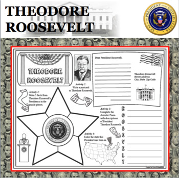 Preview of THEODORE ROOSEVELT POSTER U.S. President Research Project Biography