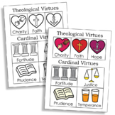 THEOLOGICAL & CARDINAL VIRTUES Catholic Coloring Page and 