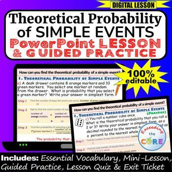 Preview of THEORETICAL PROBABILITY of SIMPLE EVENTS PowerPoint Lesson & Practice DIGITAL