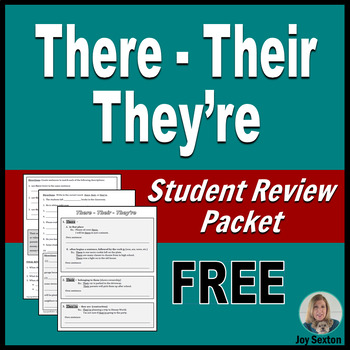 Preview of THERE-THEIR-THEY'RE Student Review Packet - ELA FREE Grades 5-9