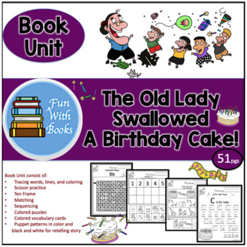 Preview of THERE WAS AN OLD LADY SWALLOWED A BIRTHDAY CAKE! BOOK UNIT