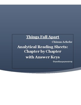 Preview of THINGS FALL APART ANALYTICAL WORKSHEET - CHAPTER BY CHAPTER WITH ANSWER KEY