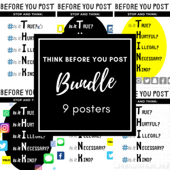 Preview of THINK Before You Post Poster Bundle