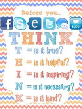 THINK Digital Citizenship Poster by JDTeach | TPT