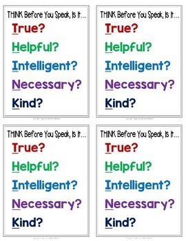 Think Poster Is It True Helpful Intelligent Necessary Or Kind