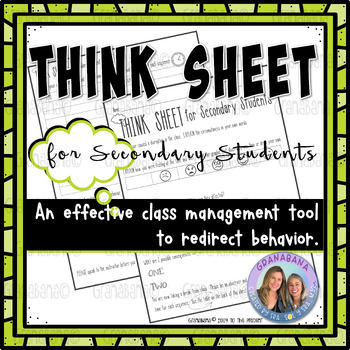 Preview of THINK Sheet for Secondary Students | From Disruption to Self-Induction!