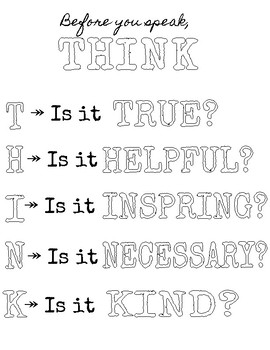 THINK before you speak posters and printables by Spark Spired | TpT