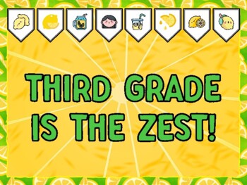 Preview of THIRD GRADE IS THE ZEST! Lemon Bulletin Board Kit