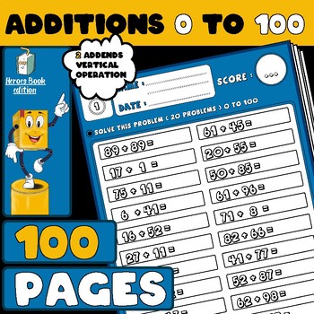 Preview of THIRD GRADE Math Fact Fluency Addition 0 To 100 Timed Drills , Printable