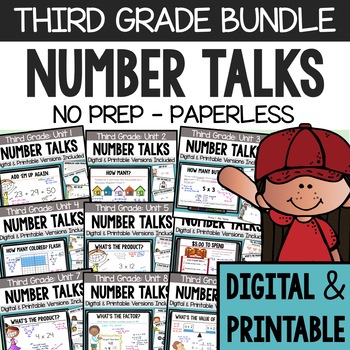 Preview of THIRD GRADE NUMBER TALKS BUNDLE for BUILDING NUMBER SENSE AND MENTAL MATH