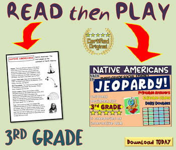 Preview of THIRD GRADE SOCIAL STUDIES JEOPARDY! "NATIVE AMERICANS" handouts & Slides