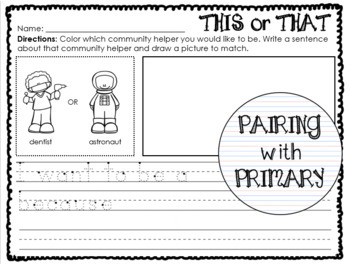 Preview of THIS or THAT - Community Helpers Writing Activity - Set #2