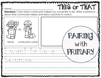 Preview of THIS or THAT - Community Helpers Writing Activity - Set #3