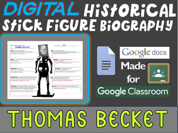 Preview of THOMAS BECKET Digital Historical Stick Figure Biographies  (MINI BIO)